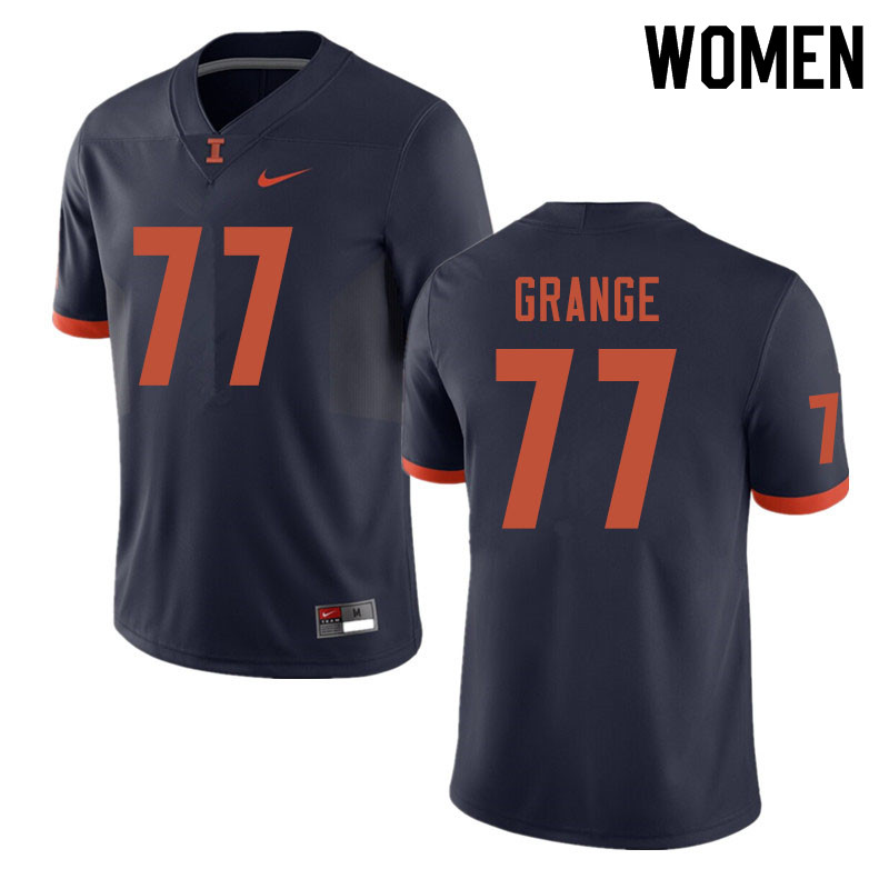 Women #77 Red Grange Illinois Fighting Illini College Football Jerseys Sale-Navy